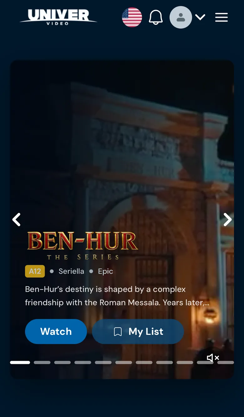 Univer Vídeo home page on a phone