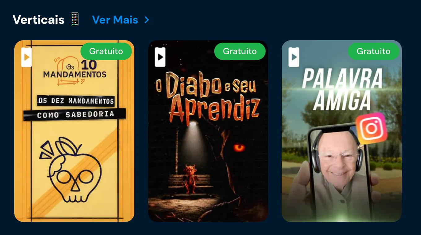 Fileira Verticais com vídeos no formato vertical